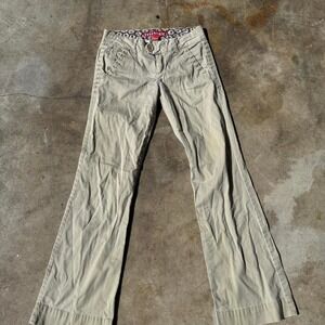 Cream and tan Y2K flare pants